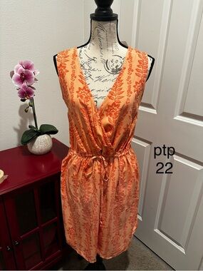 Time and Tru Orange Floral Wrap Romper